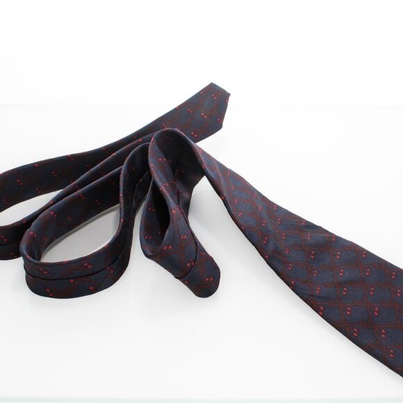 DIOR 100% Silk Tie | Blue with Red Ropes and Tassles Pattern - Picture 2 of 6